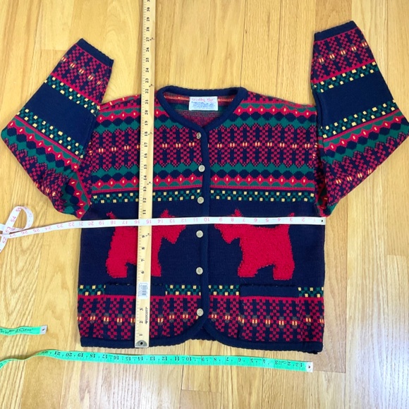 Tally-Ho Cardigan Sweater Dog Fair Isle Navy Multi (~XL, 42”Bust) - Picture 7 of 7